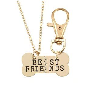 Dog Tag Pendant Best Friends 2 Piece Gold Necklace